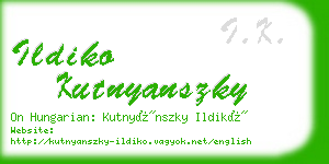 ildiko kutnyanszky business card